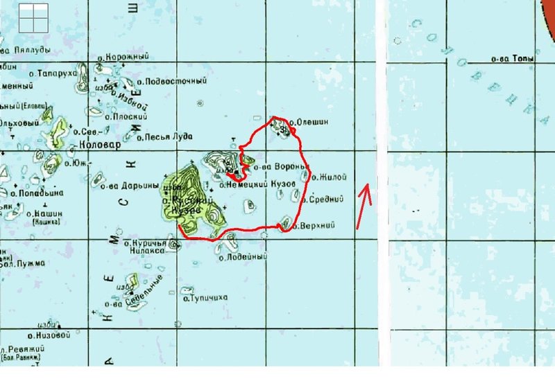 Встали в 7:40. Тепло, тихо, море спокойное. Возле острова Куричья Нилакса море тоже абсолютно гладкое.